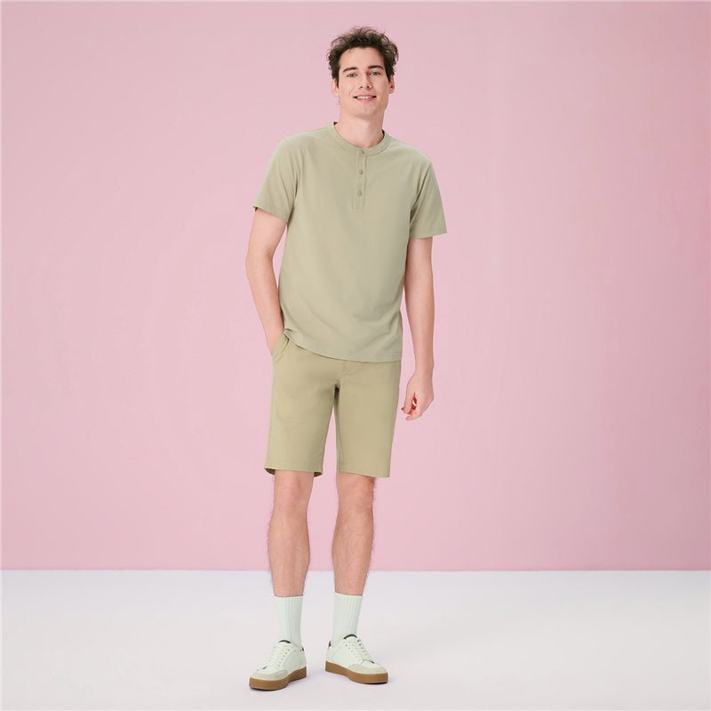 Giordano Men’S Slim Henley Short - Sleeve Button Front Tee - first_variant_option_2 Premium Tee for Giordano