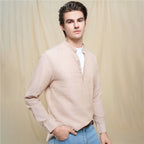 Giordano Men's Slim Linen Cotton Band Collar Shirt - first_variant_option_2 Premium Shirt for Giordano