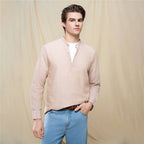 Giordano Men's Slim Linen Cotton Band Collar Shirt - first_variant_option_2 Premium Shirt for Giordano