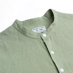 Giordano Men's Slim Linen Cotton Band Collar Shirt - Premium Shirts