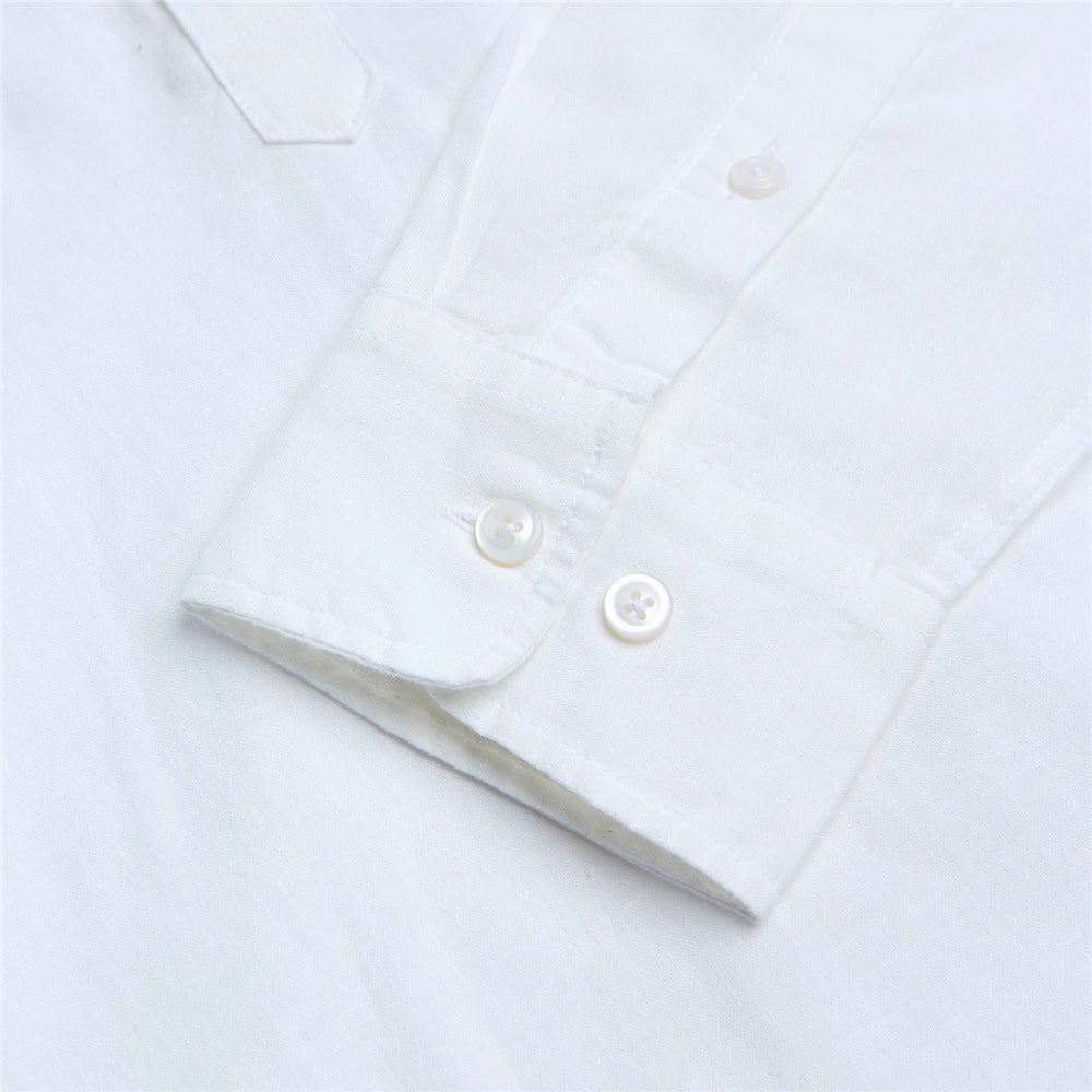 Giordano Men's Slim Linen Cotton Band Collar Shirt - Premium Shirts