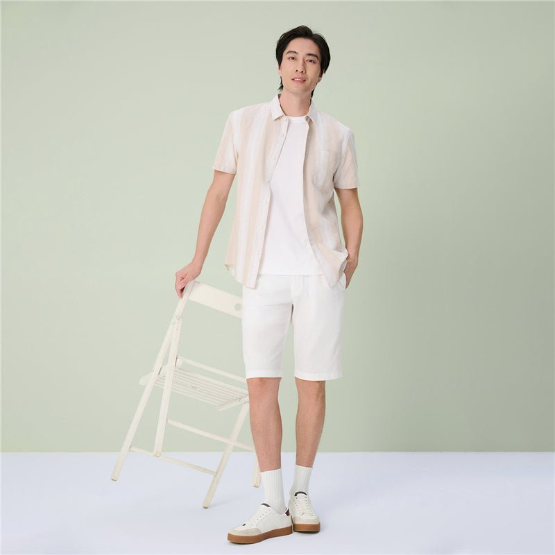 Giordano Men's Slim Linen Cotton Bermuda Shorts - first_variant_option_2 Premium Shorts for Giordano