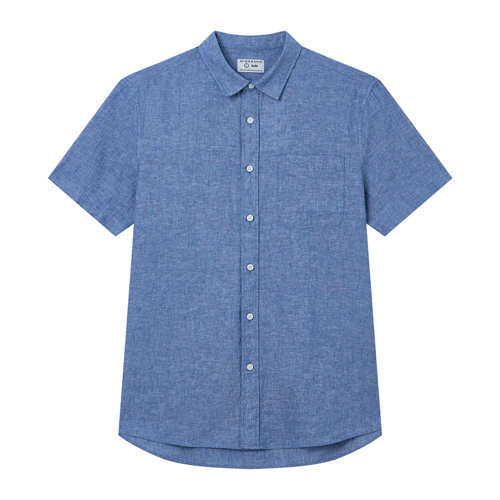 Giordano Men's Slim Linen Cotton Short - Sleeve Shirt - first_variant_option_2 Premium Shirt for Giordano