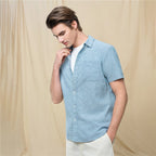 Giordano Men's Slim Linen Cotton Short - Sleeve Shirt - first_variant_option_2 Premium Shirt for Giordano