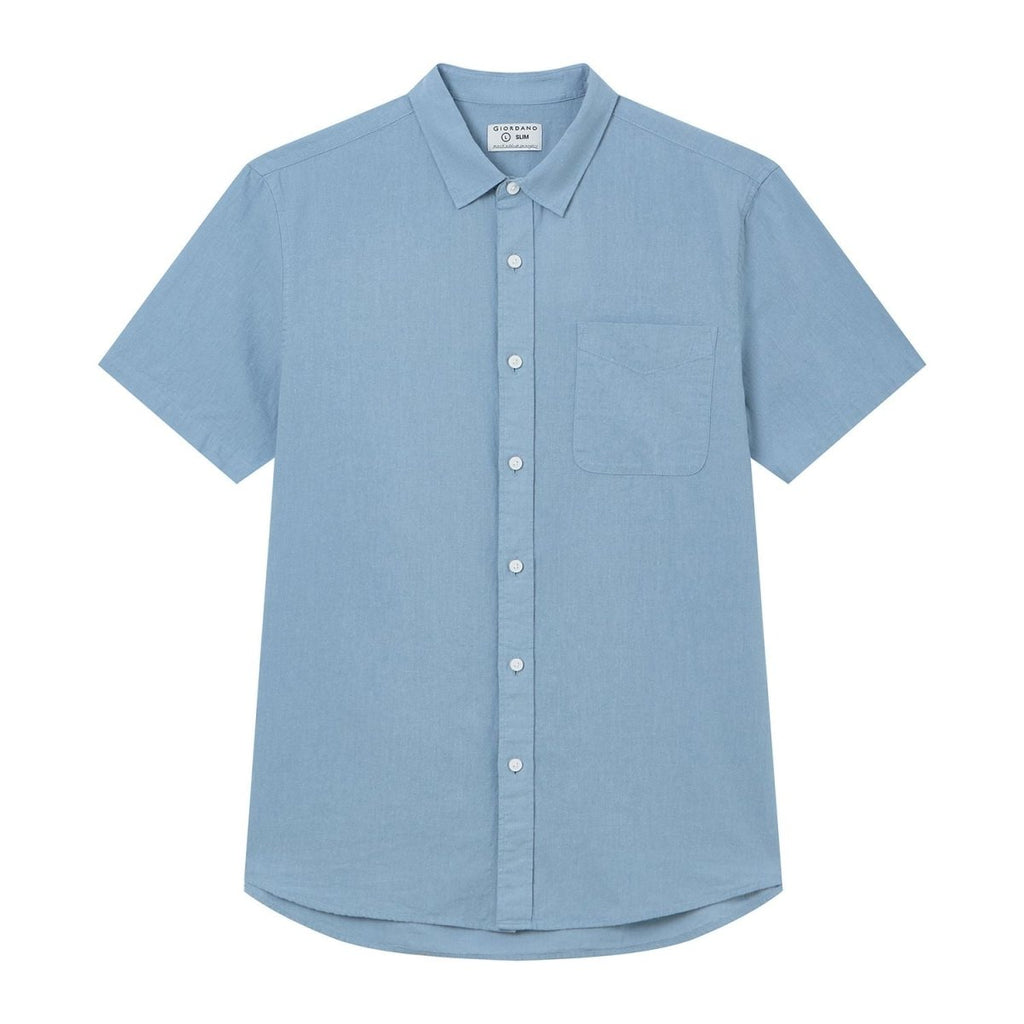 Giordano Men's Slim Linen Cotton Short-Sleeve Shirt - Premium Shirts
