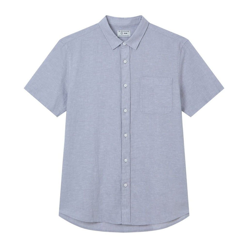 Giordano Men's Slim Linen Cotton Short-Sleeve Shirt - Premium Shirts