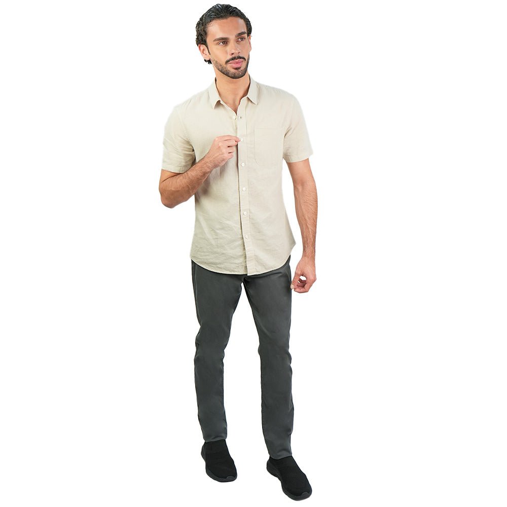 Giordano Men's Slim Linen Cotton Short - Sleeve Shirt - first_variant_option_2 Premium Shirts for Giordano