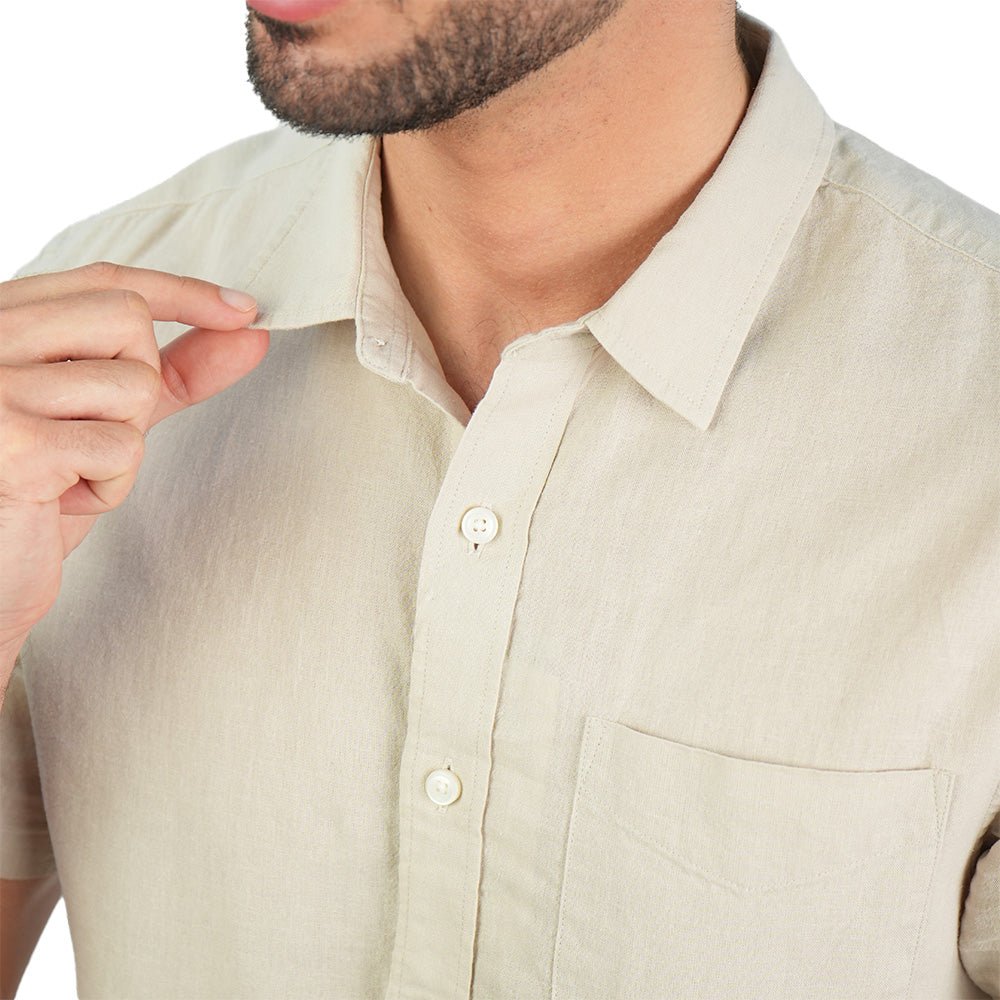 Giordano Men's Slim Linen Cotton Short - Sleeve Shirt - first_variant_option_2 Premium Shirts for Giordano