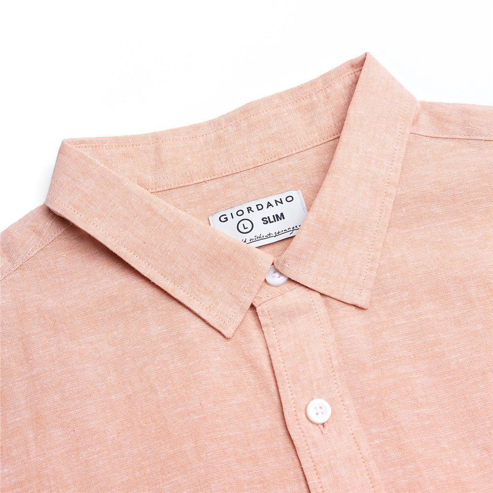Giordano Men's Slim Linen Cotton Short - Sleeve Shirt - first_variant_option_2 Premium Shirt for Giordano