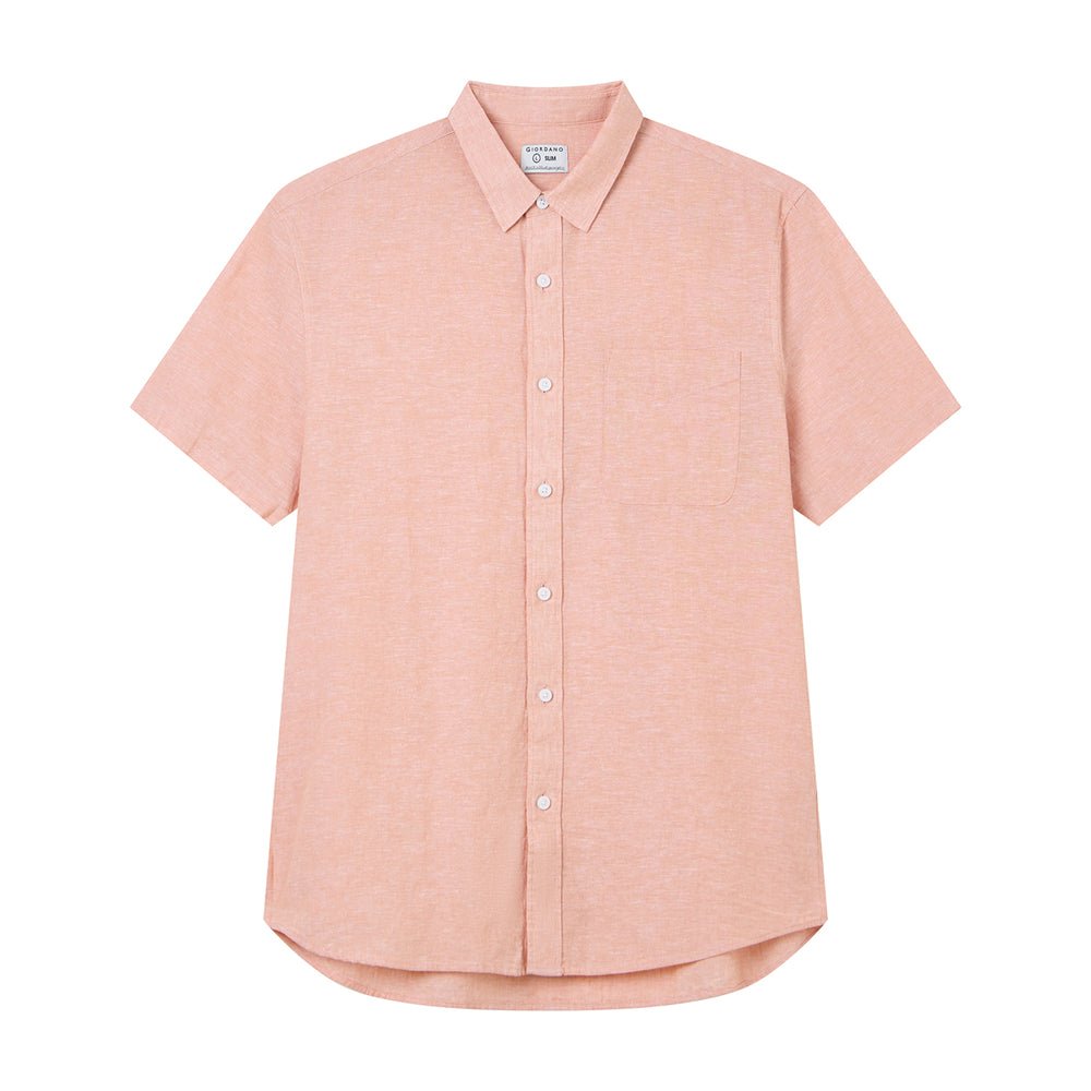 Giordano Men's Slim Linen Cotton Short - Sleeve Shirt - first_variant_option_2 Premium Shirt for Giordano