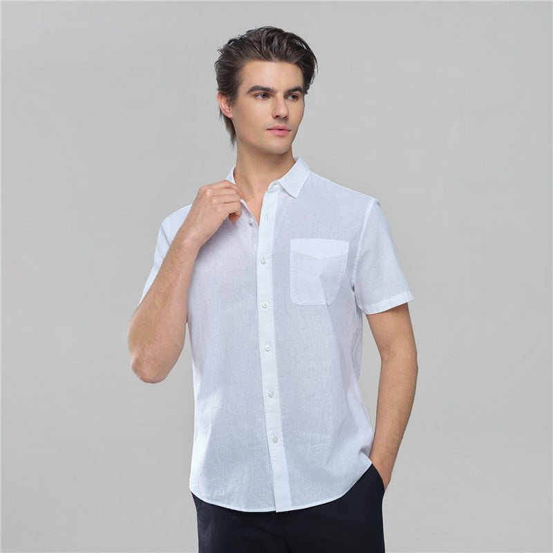 Giordano Men's Slim Linen Cotton Short - Sleeve Shirt - first_variant_option_2 Premium Shirt for Giordano