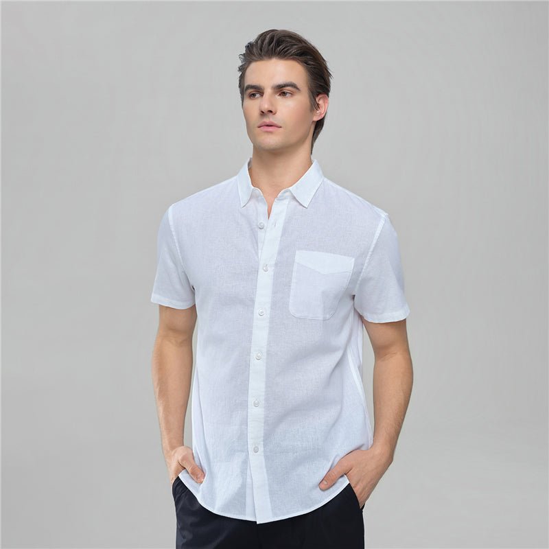 Giordano Men's Slim Linen Cotton Short - Sleeve Shirt - first_variant_option_2 Premium Shirt for Giordano