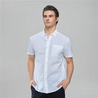 Giordano Men's Slim Linen Cotton Short - Sleeve Shirt - first_variant_option_2 Premium Shirt for Giordano
