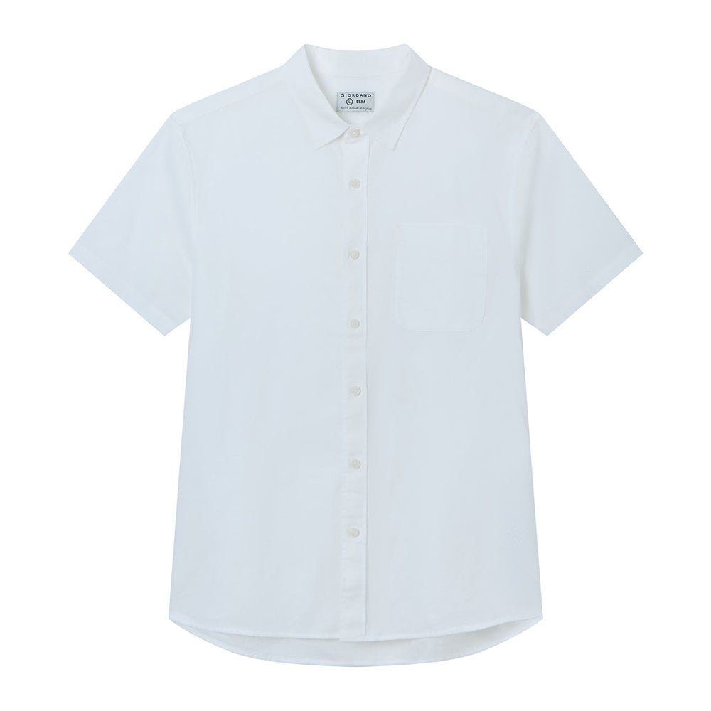 Giordano Men's Slim Linen Cotton Short - Sleeve Shirt - first_variant_option_2 Premium Shirt for Giordano