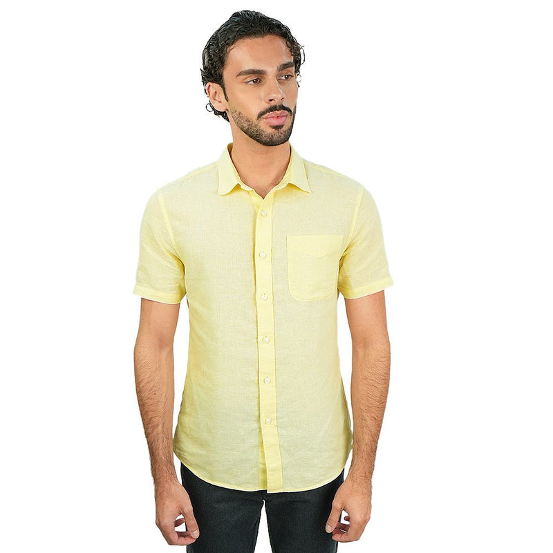 Giordano Men's Slim Linen Cotton Short - Sleeve Shirt - first_variant_option_2 Premium Shirt for Giordano