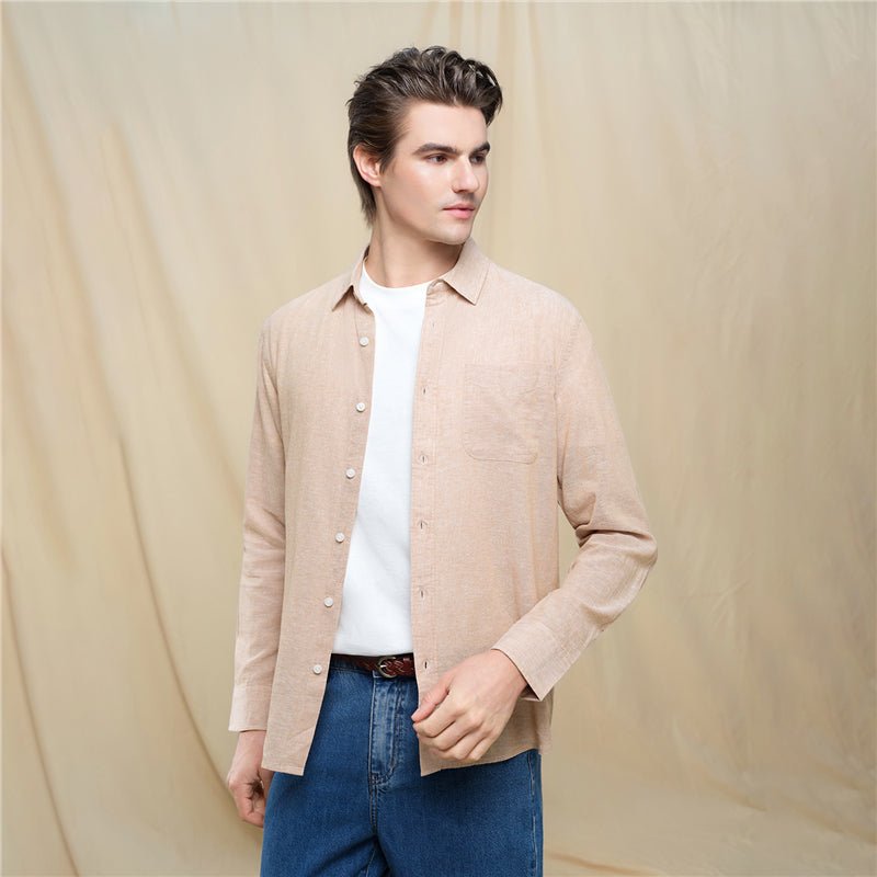 Giordano Men's Slim Linen Cotton Solid Shirt - first_variant_option_2 Premium Shirt for Giordano