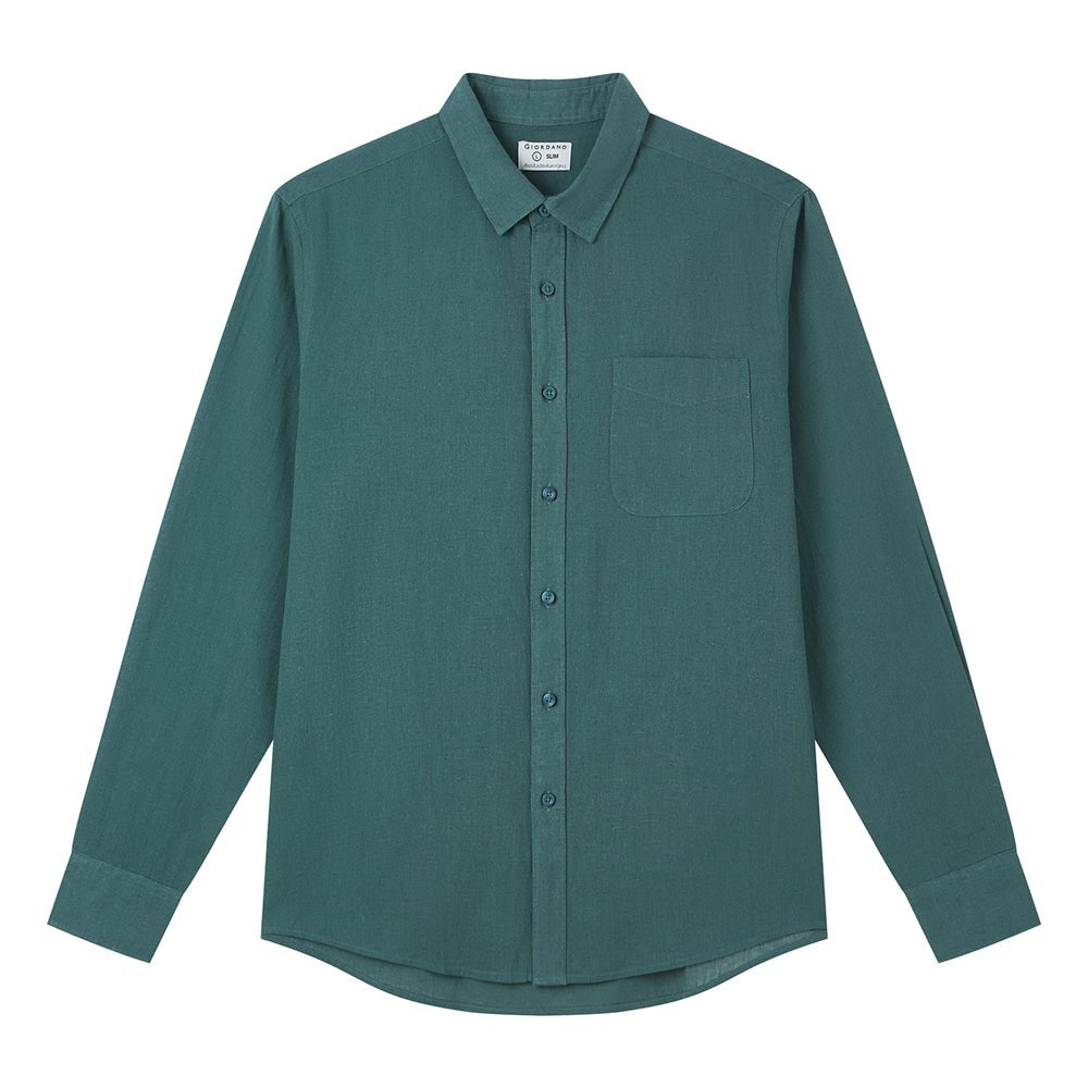 Giordano Men's Slim Linen Cotton Solid Shirt - Premium Shirts