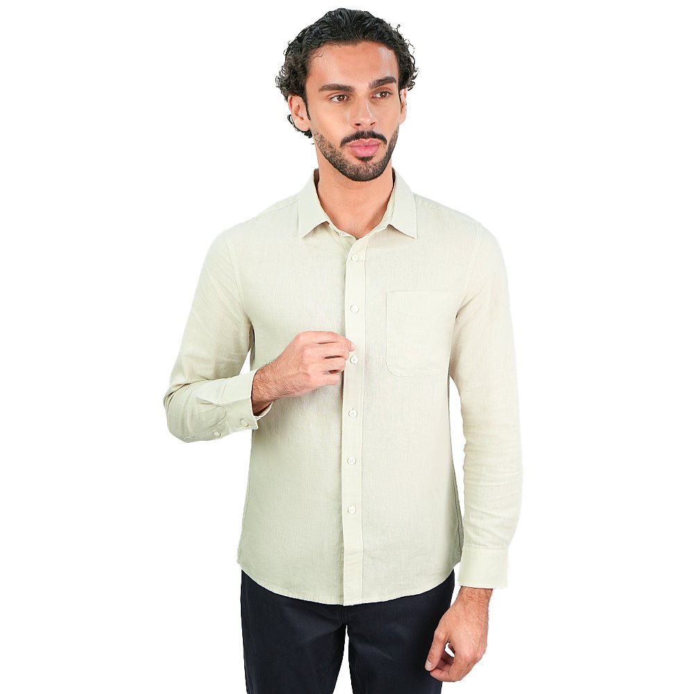 Giordano Men's Slim Linen Cotton Solid Shirt - Premium Shirt