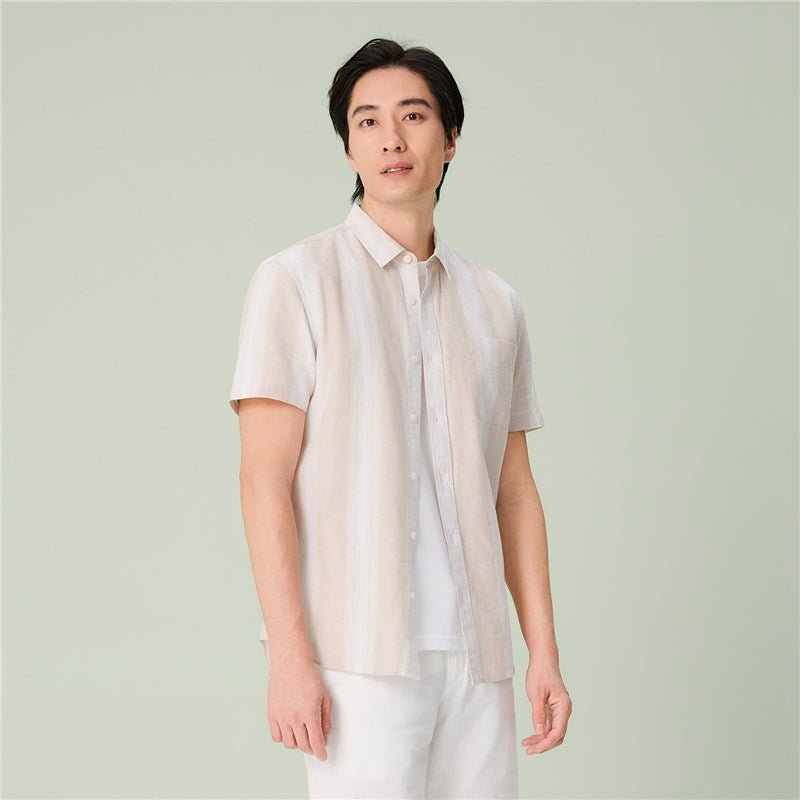Giordano Men's Slim Linen Cotton Striped Shirt - first_variant_option_2 Premium Shirt for Giordano