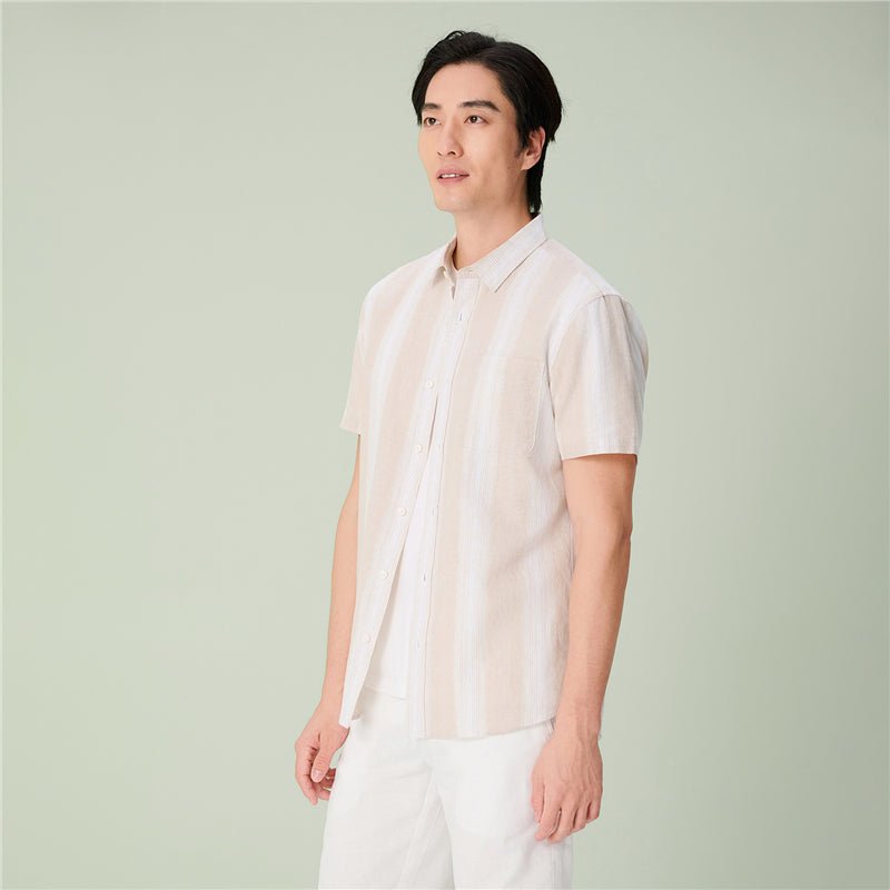 Giordano Men's Slim Linen Cotton Striped Shirt - first_variant_option_2 Premium Shirt for Giordano