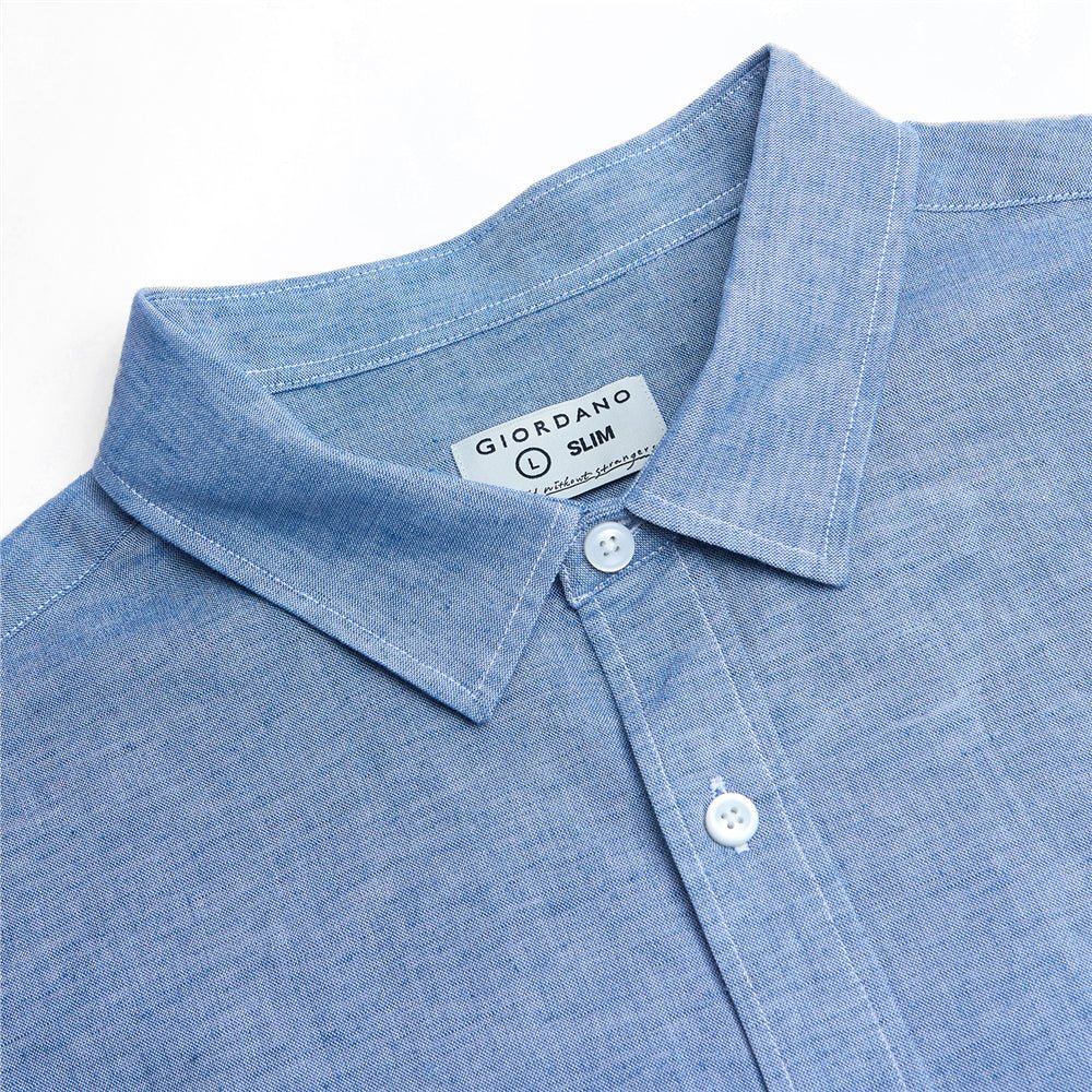 Giordano Men's Slim Linen Lyocell Signature Shirt - Premium Shirts