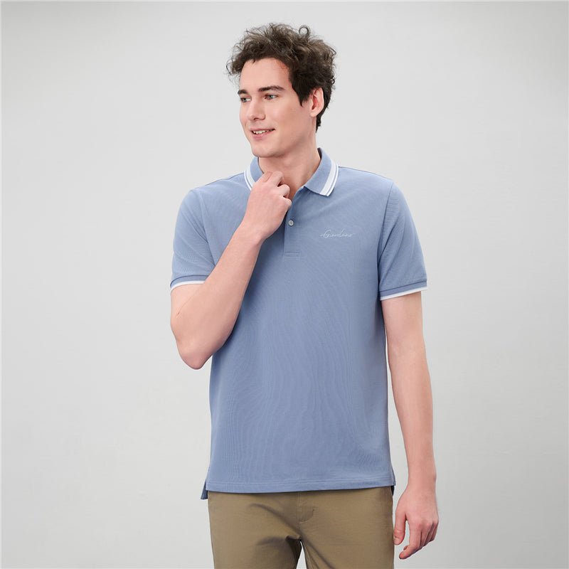 Giordano Men’s Slim Pique Polo with Contrast Collar & Signature Embroidery - first_variant_option_2 Premium Polo for Giordano