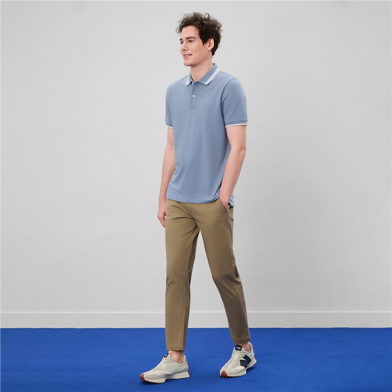 Giordano Men’s Slim Pique Polo with Contrast Collar & Signature Embroidery - first_variant_option_2 Premium Polo for Giordano