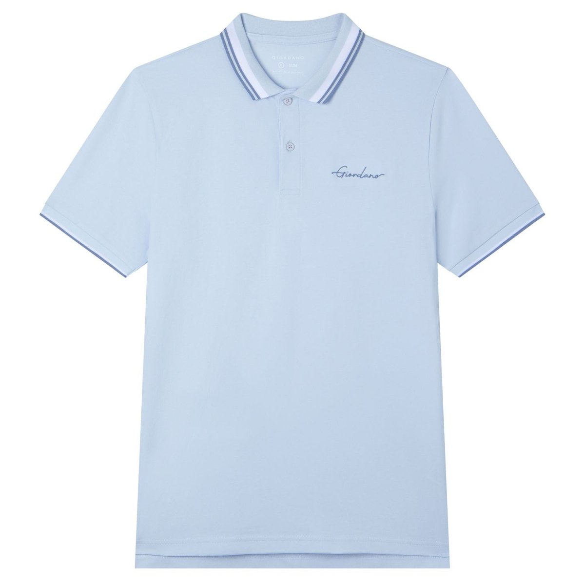Giordano Men’s Slim Pique Polo with Contrast Collar & Signature Embroidery - Premium Polo