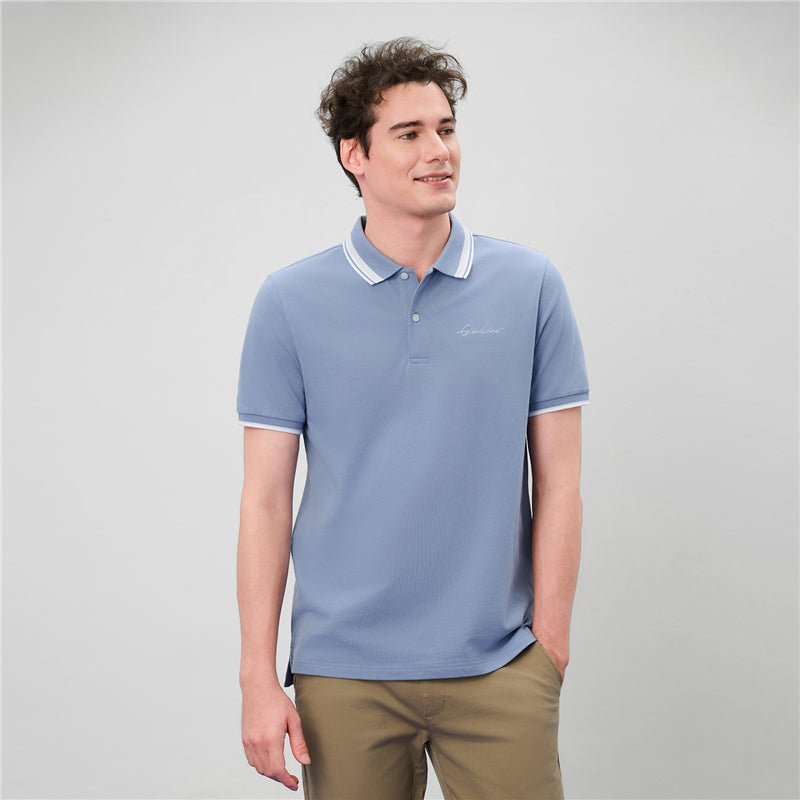 Giordano Men’s Slim Pique Polo with Contrast Collar & Signature Embroidery - first_variant_option_2 Premium Polo for Giordano