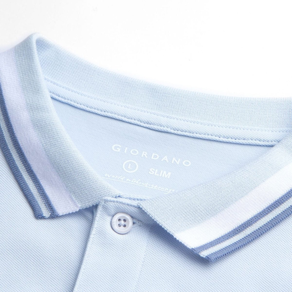 Giordano Men’s Slim Pique Polo with Contrast Collar & Signature Embroidery - Premium Polo