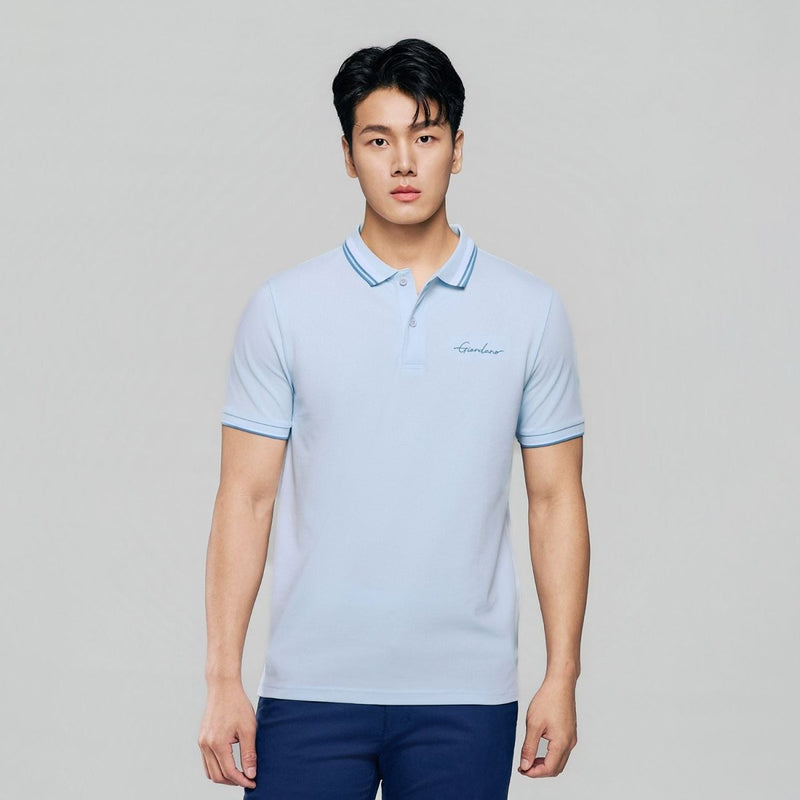Giordano Men’s Slim Pique Polo with Contrast Collar & Signature Embroidery - Premium Polo