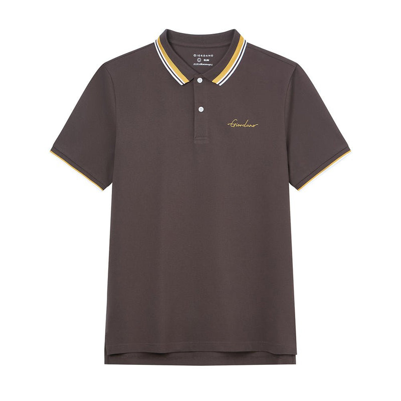 Giordano Men’s Slim Pique Polo with Contrast Collar & Signature Embroidery - first_variant_option_2 Premium Polo for Giordano