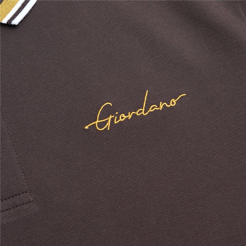 Giordano Men’s Slim Pique Polo with Contrast Collar & Signature Embroidery - first_variant_option_2 Premium Polo for Giordano