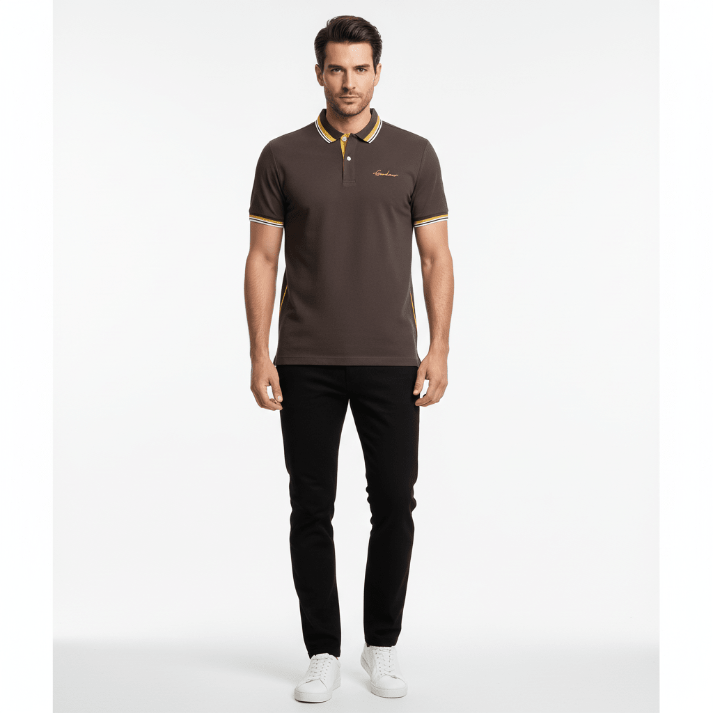 Giordano Men’s Slim Pique Polo with Contrast Collar & Signature Embroidery - first_variant_option_2 Premium Polo for Giordano