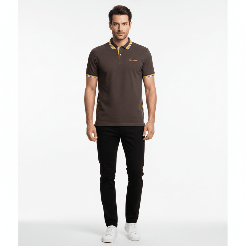 Giordano Men’s Slim Pique Polo with Contrast Collar & Signature Embroidery - first_variant_option_2 Premium Polo for Giordano