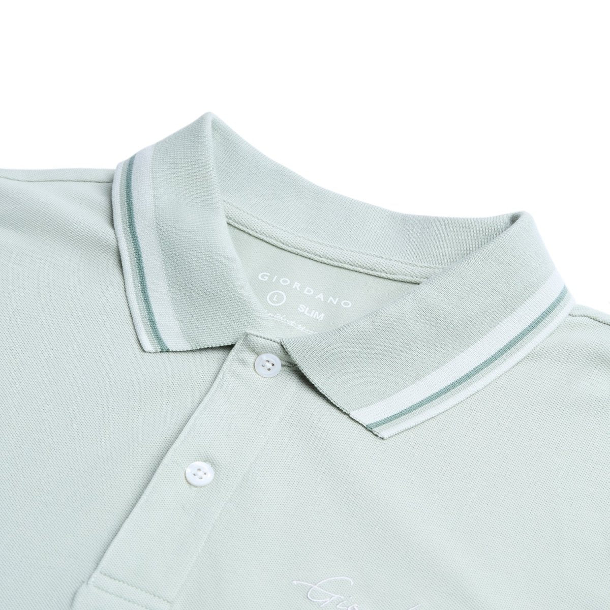 Giordano Men’s Slim Pique Polo with Contrast Collar & Signature Embroidery - Premium Polo