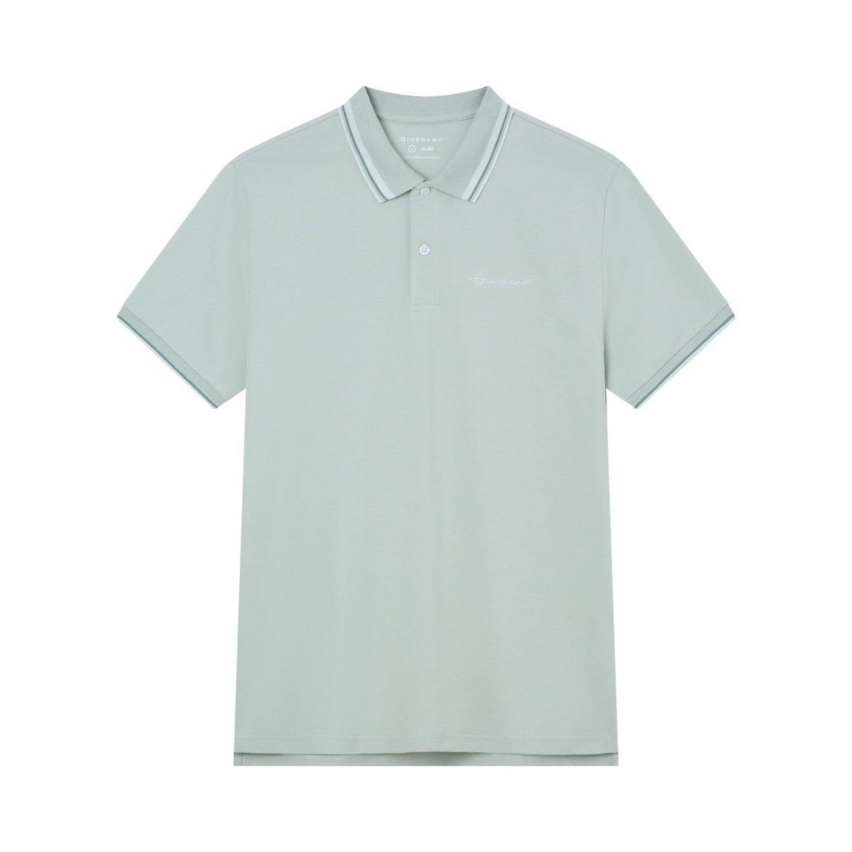 Giordano Men’s Slim Pique Polo with Contrast Collar & Signature Embroidery - Premium Polo
