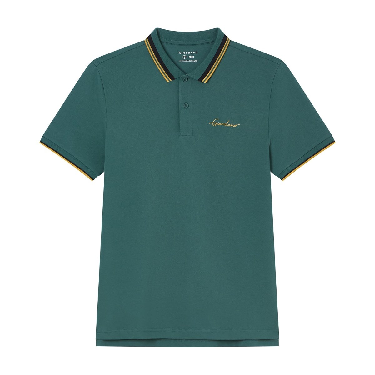 Giordano Men’s Slim Pique Polo with Contrast Collar & Signature Embroidery - first_variant_option_2 Premium Polo for Giordano