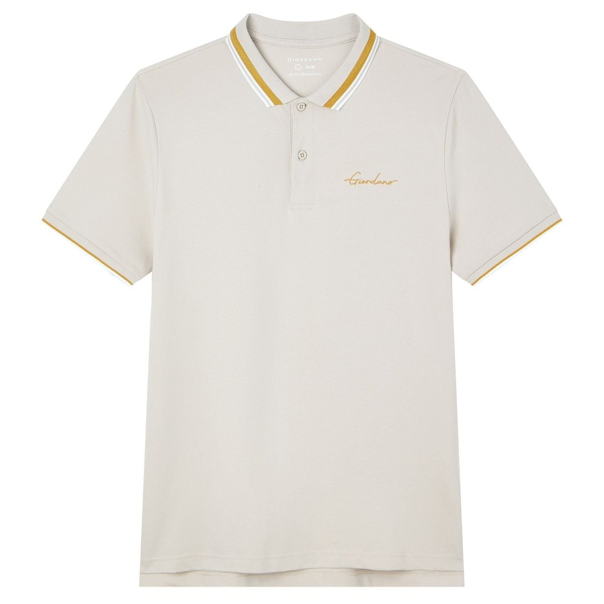 Giordano Men’s Slim Pique Polo with Contrast Collar & Signature Embroidery - Premium Polo