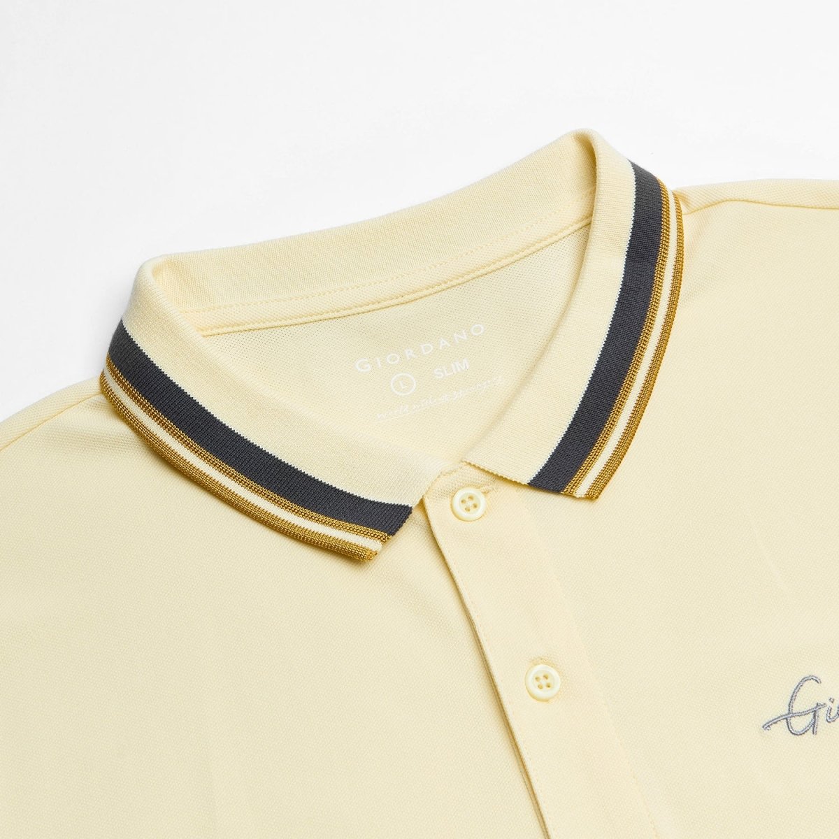 Giordano Men’s Slim Pique Polo with Contrast Collar & Signature Embroidery - first_variant_option_2 Premium Polo for Giordano