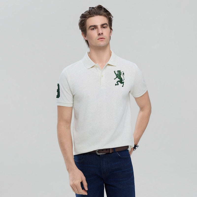 Giordano Men's Slim Pique Polo With Flat With 3D Lion Embroidery - first_variant_option_2 Premium Polo for Giordano