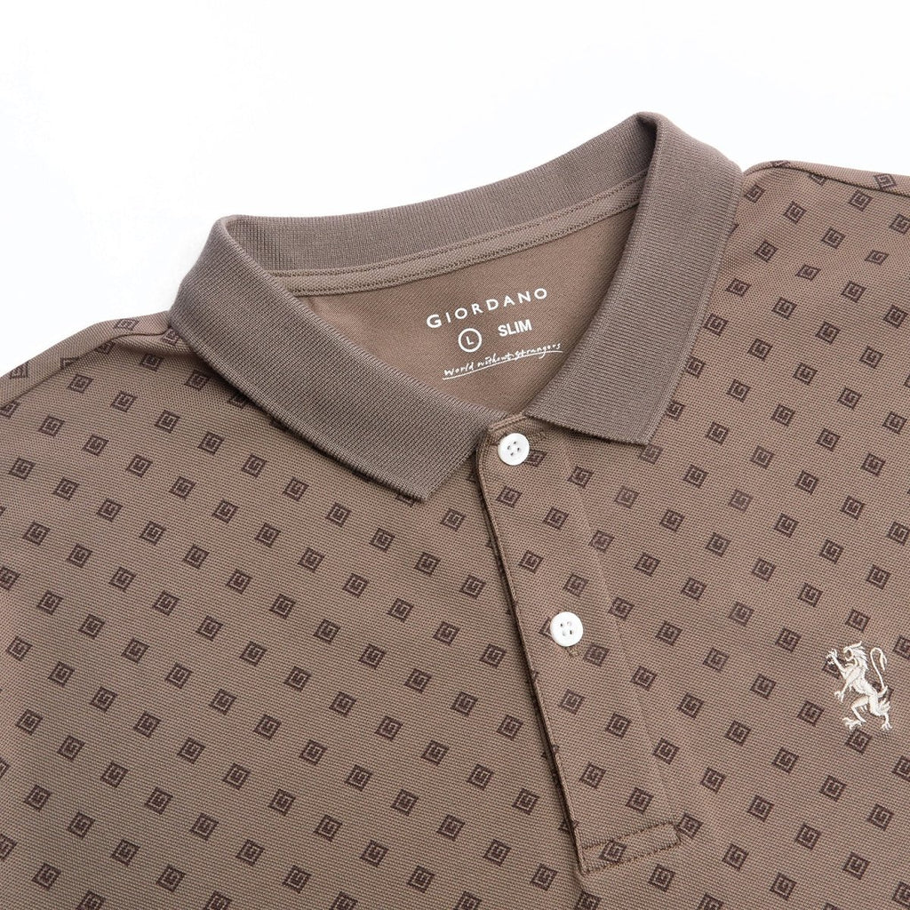 Giordano Men's Slim Pique Polo with Pattern Print - first_variant_option_2 Premium Polo for Giordano