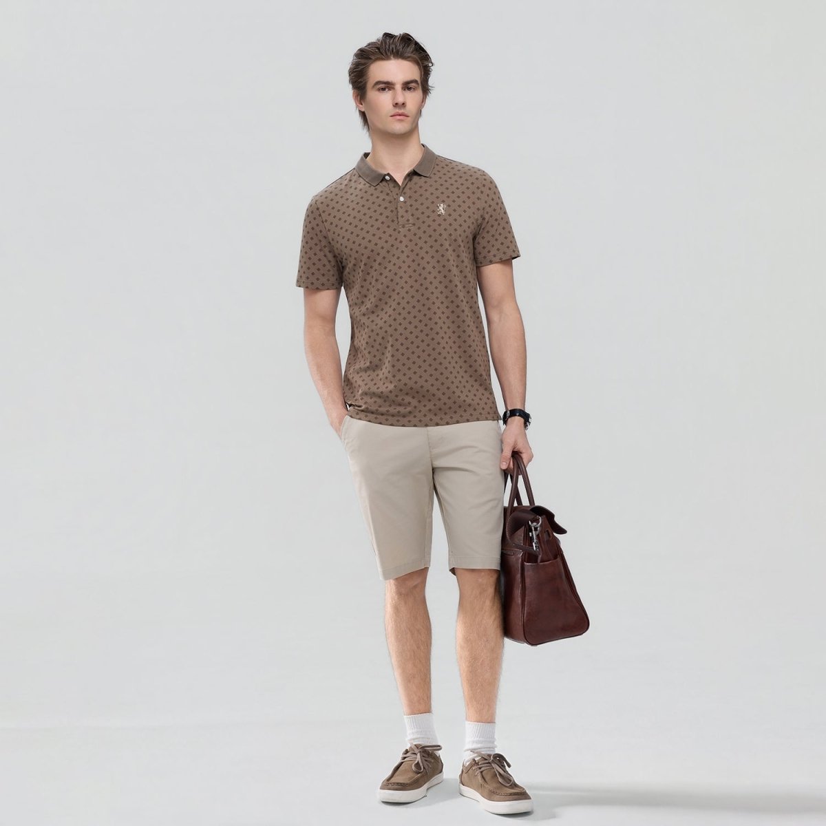 Giordano Men's Slim Pique Polo with Pattern Print - first_variant_option_2 Premium Polo for Giordano