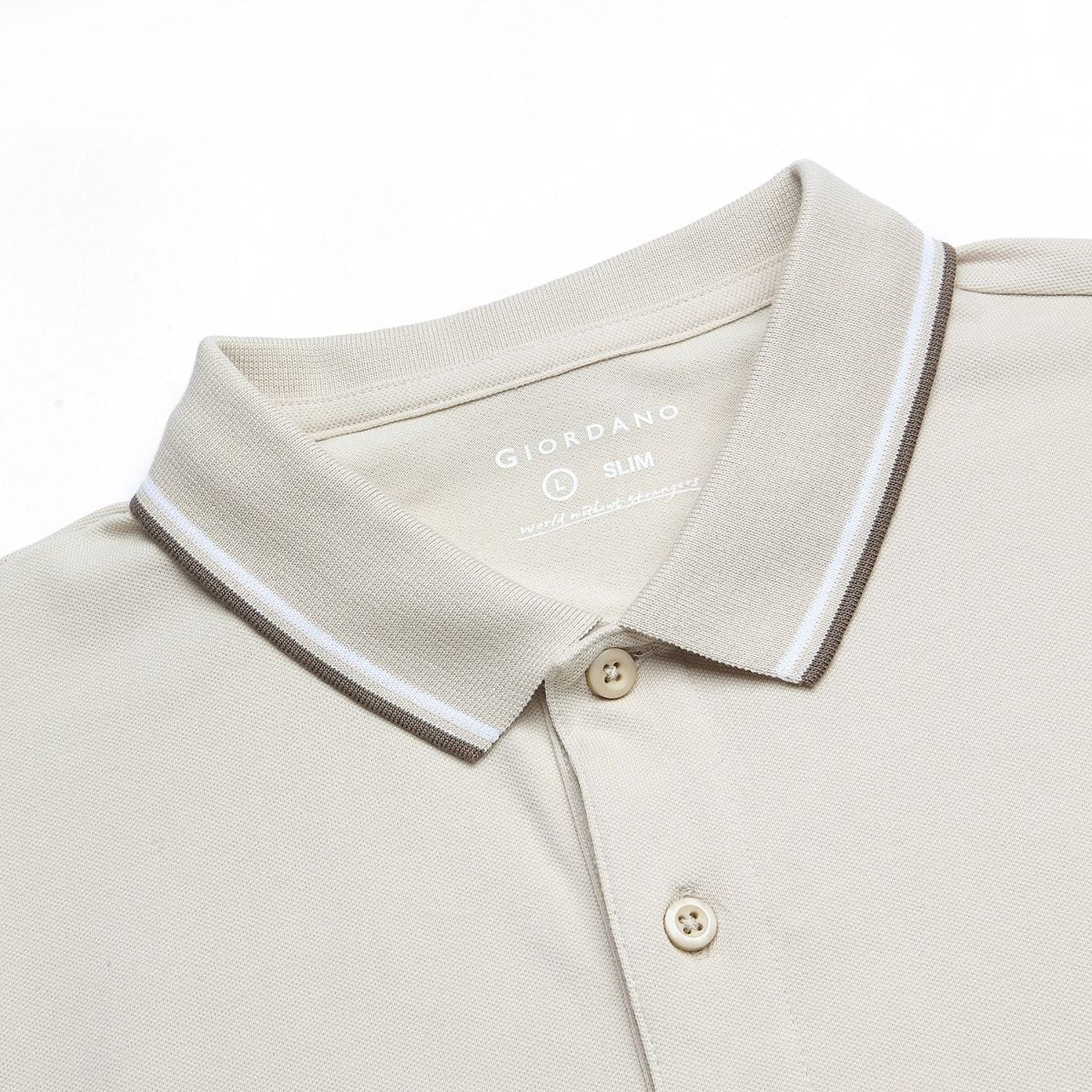 Giordano Men’s Slim Pique Solid Polo with Flat Knit Collar - Premium Polo
