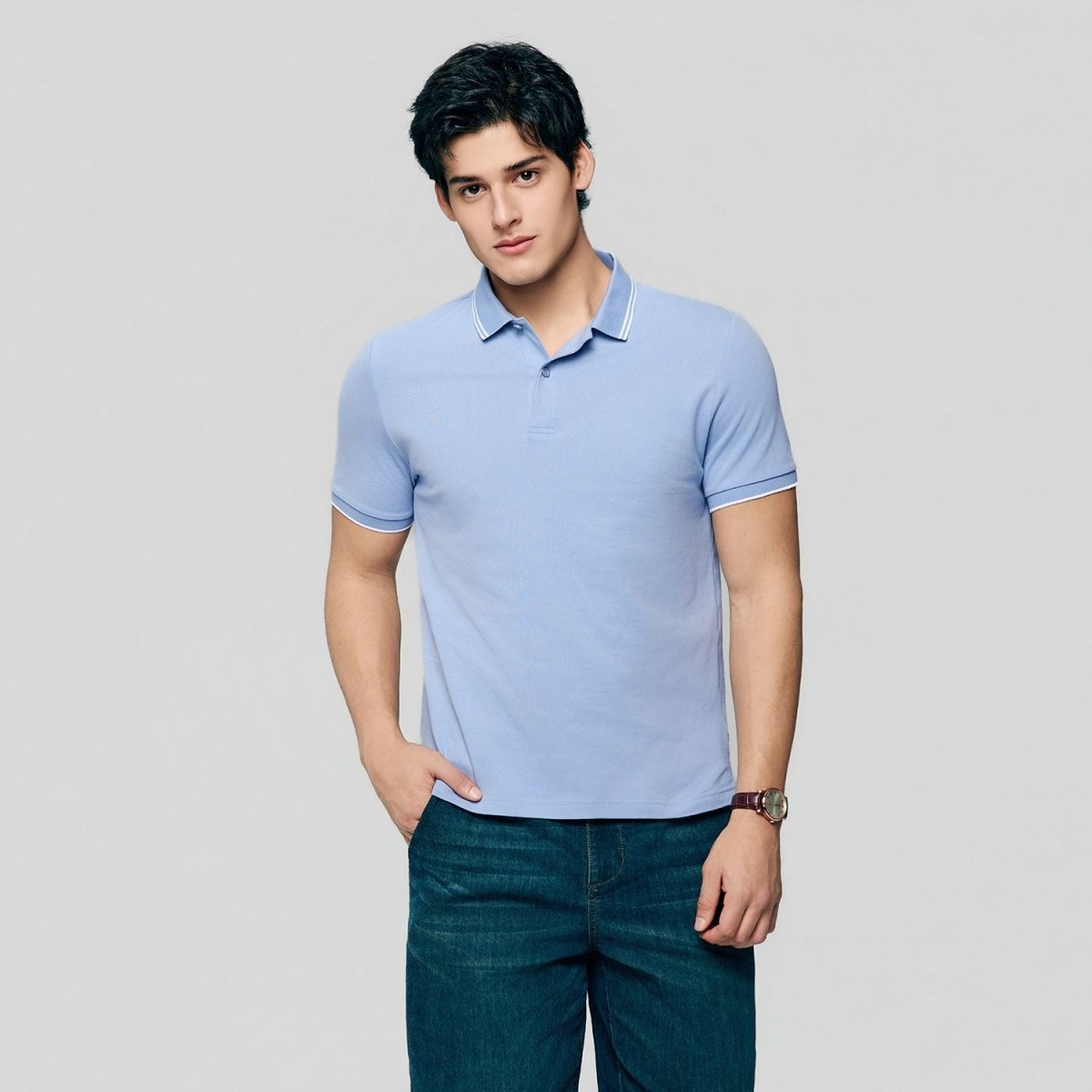 Giordano Men’s Slim Pique Solid Polo with Flat Knit Collar - first_variant_option_2 Premium Polo for Giordano