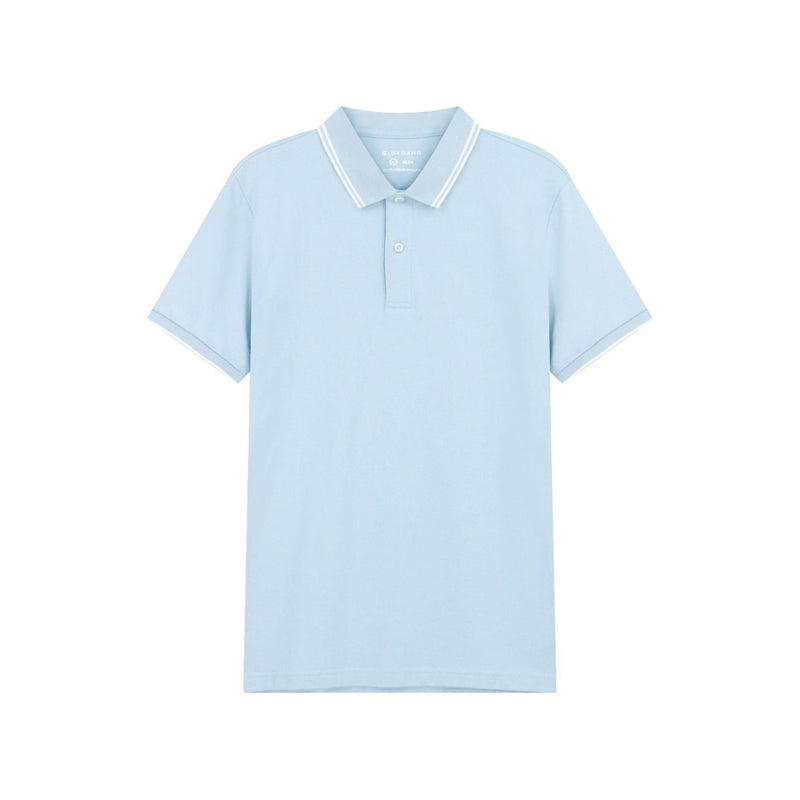 Giordano Men’s Slim Pique Solid Polo with Flat Knit Collar - Premium Polo