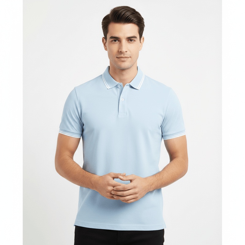 Giordano Men’s Slim Pique Solid Polo with Flat Knit Collar - Premium Polo