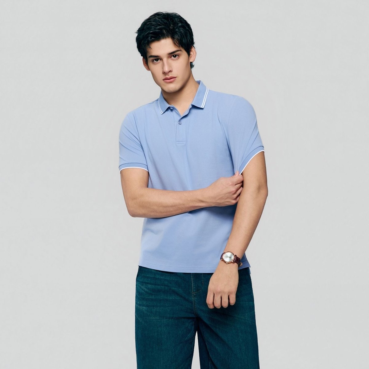 Giordano Men’s Slim Pique Solid Polo with Flat Knit Collar - first_variant_option_2 Premium Polo for Giordano