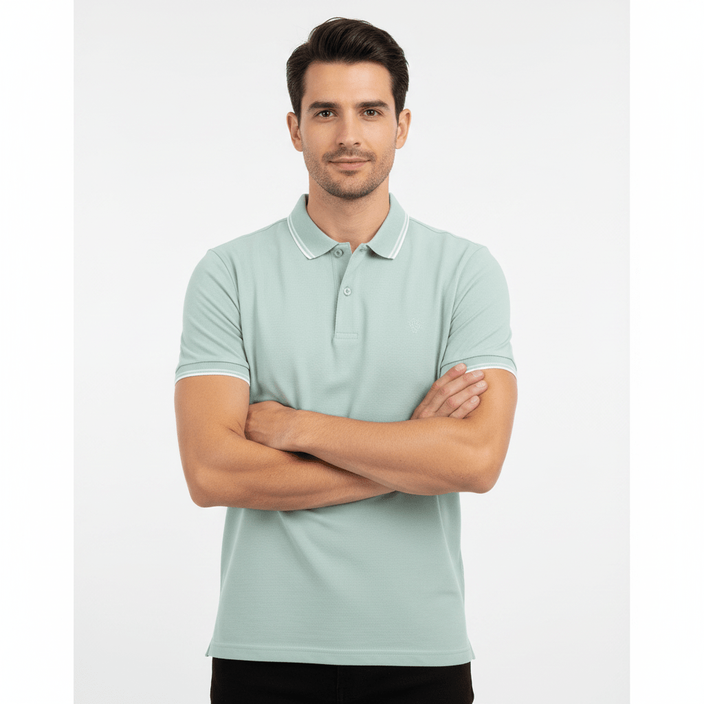 Giordano Men’s Slim Pique Solid Polo with Flat Knit Collar - Premium Polo