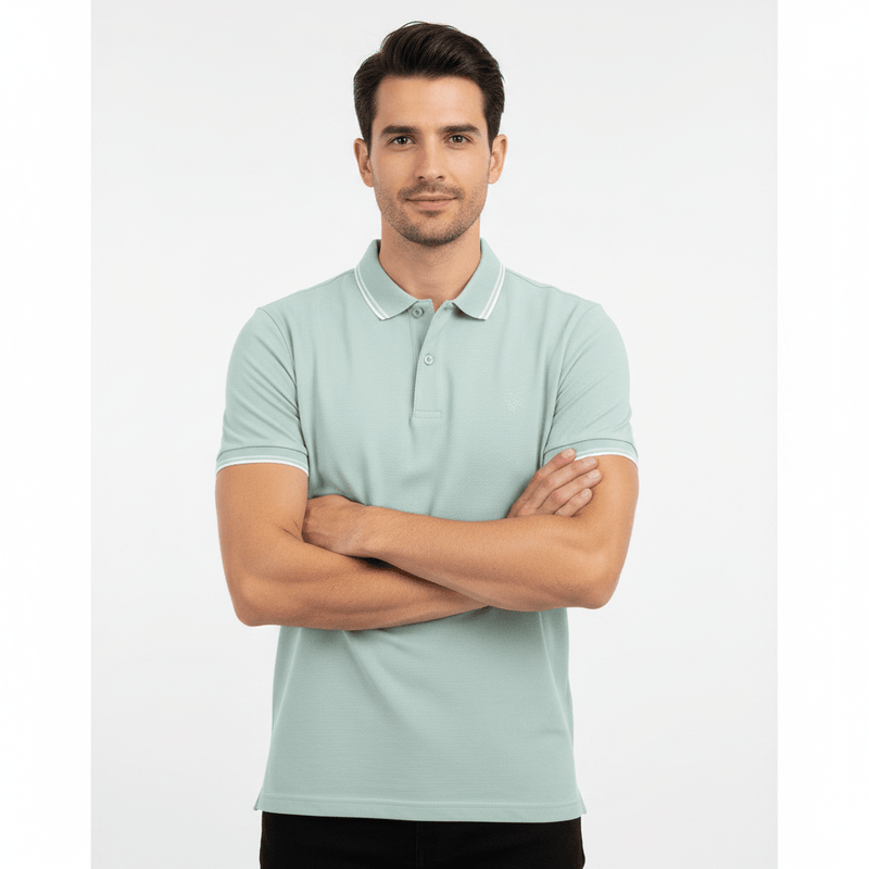 Giordano Men’s Slim Pique Solid Polo with Flat Knit Collar - Premium Polo